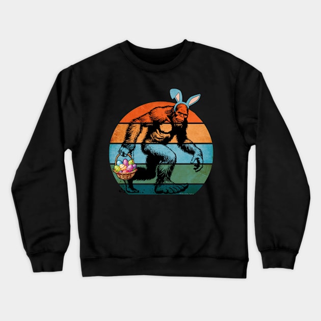 Funny Bigfoot with Easter Basket Bunny Ears Crewneck Sweatshirt by Dibble Dabble Designs